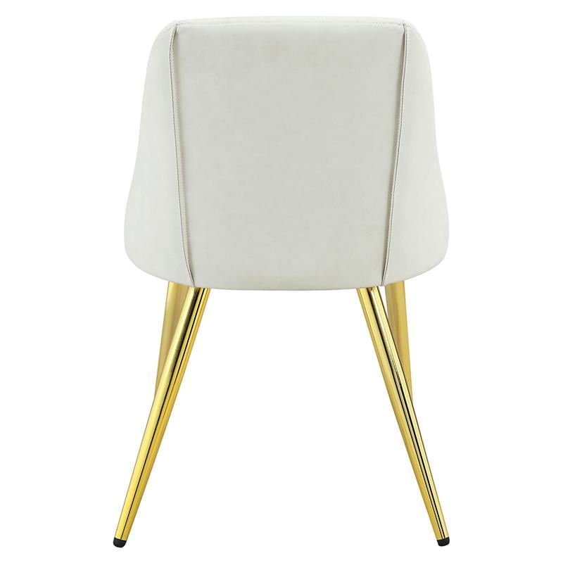 ACME Gaines Upholstery Side Chair in White Polyurethane and Gold (Set of 2)