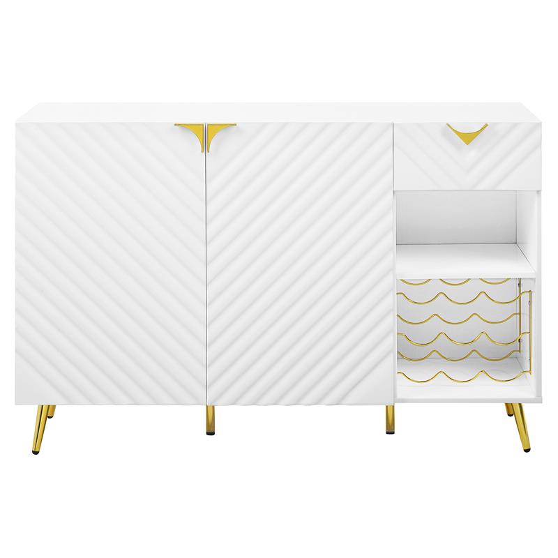 ACME Gaines Wooden Storage Server with Wine Rack in White High Gloss