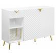 ACME Gaines Wooden Storage Server with Wine Rack in White High Gloss