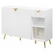 ACME Gaines Wooden Storage Server with Wine Rack in White High Gloss