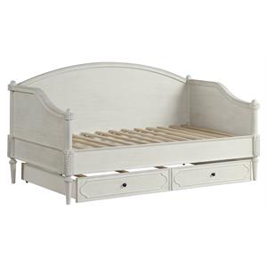 acme lucien full wooden frame daybed with turned leg in antique white