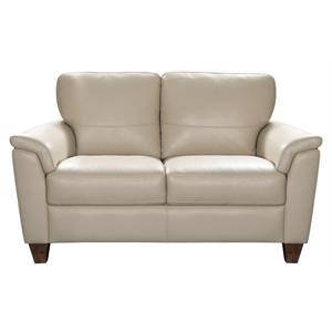 acme pacific palisades upholstery pillow top arm loveseat in beige leather