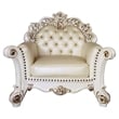 ACME Vendome Chair with Pillow in Champagne Polyurethane and Antique Pearl Beige