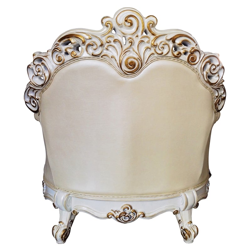 ACME Vendome Chair with Pillow in Champagne Polyurethane and Antique Pearl Beige