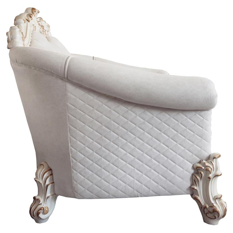 ACME Vendome II Loveseat with 4 Pillows in Ivory Fabric and Antique Pearl