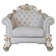 ACME Vendome II Chair with 2 Pillows in Two Tone Ivory Fabric and Antique Pearl