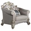 ACME Vendome II Chair with 2 Pillows in Two Tone Ivory Fabric and Antique Pearl