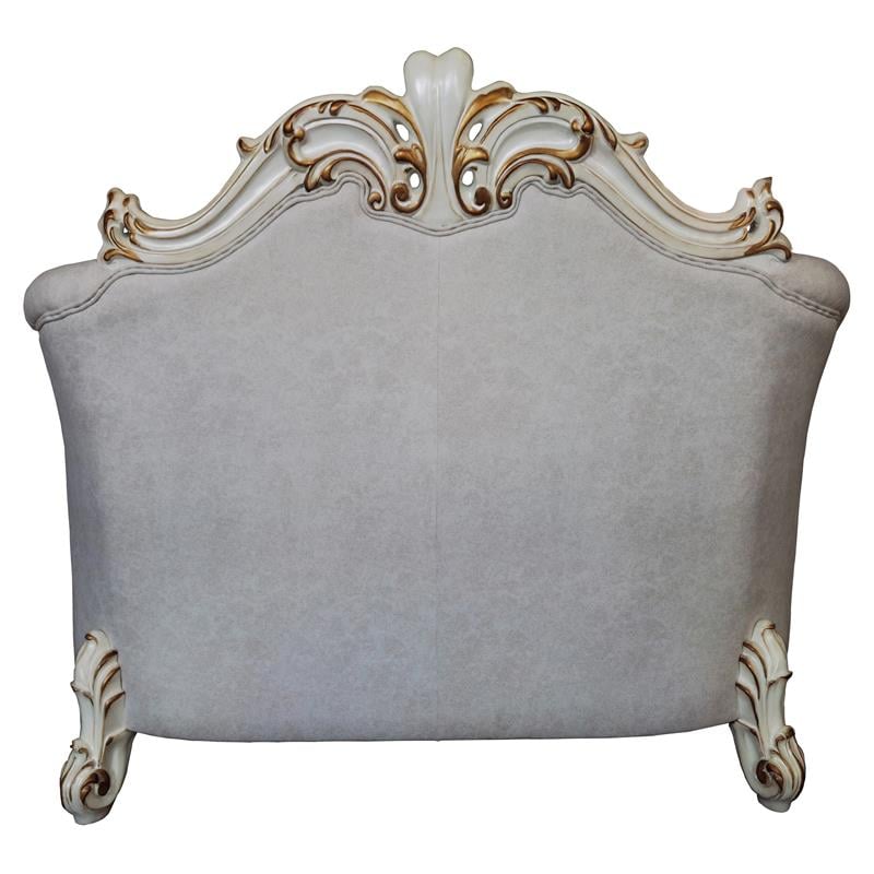 ACME Vendome II Chair with 2 Pillows in Two Tone Ivory Fabric and Antique Pearl
