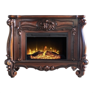 acme versailles rectangular carving wooden frame fireplace in cherry oak