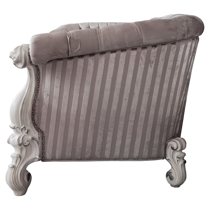 ACME Versailles Sofa with 7 Pillows in Ivory Fabric and Bone White
