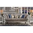 ACME Versailles Sofa with 7 Pillows in Ivory Fabric and Bone White