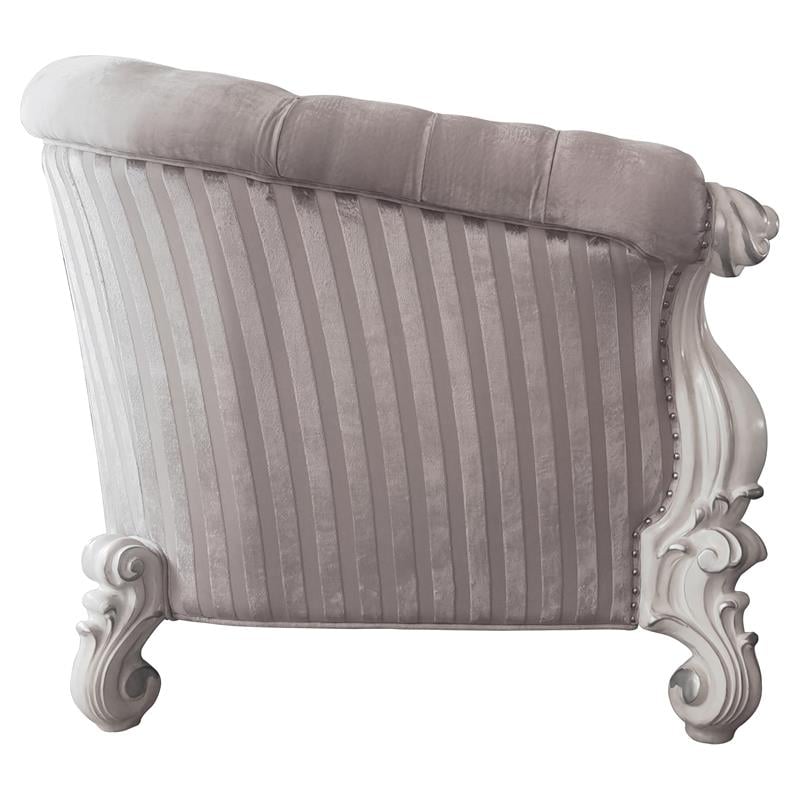 ACME Versailles Loveseat with 5 Pillows in Ivory Fabric and Bone White