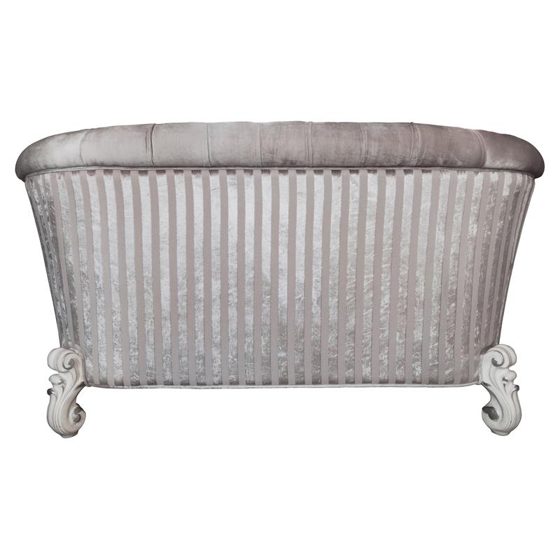 ACME Versailles Loveseat with 5 Pillows in Ivory Fabric and Bone White