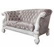 ACME Versailles Loveseat with 5 Pillows in Ivory Fabric and Bone White