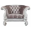 ACME Versailles Chair with 2 Pillows in Ivory Fabric and Bone White