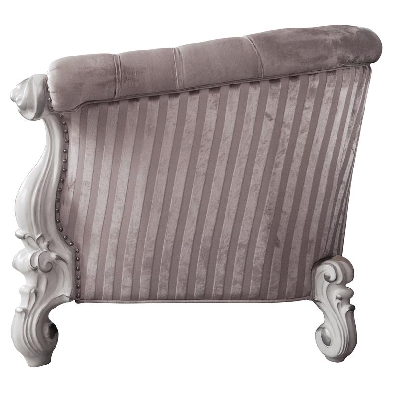 ACME Versailles Chair with 2 Pillows in Ivory Fabric and Bone White