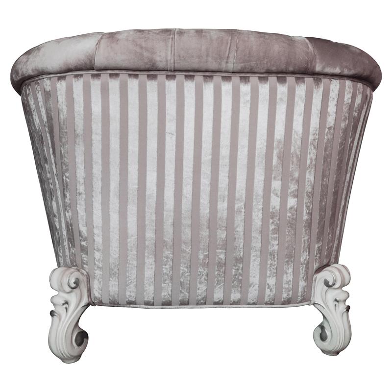 ACME Versailles Chair with 2 Pillows in Ivory Fabric and Bone White