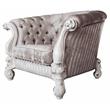 ACME Versailles Chair with 2 Pillows in Ivory Fabric and Bone White