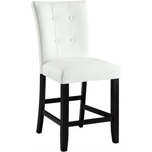 acme hussein counter height chair in white pu & black finish