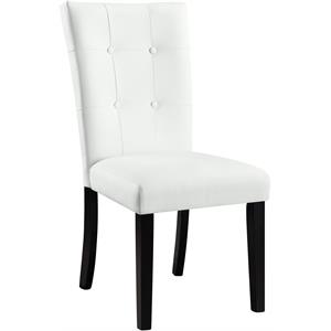 acme hussein side chair in white pu & black finish