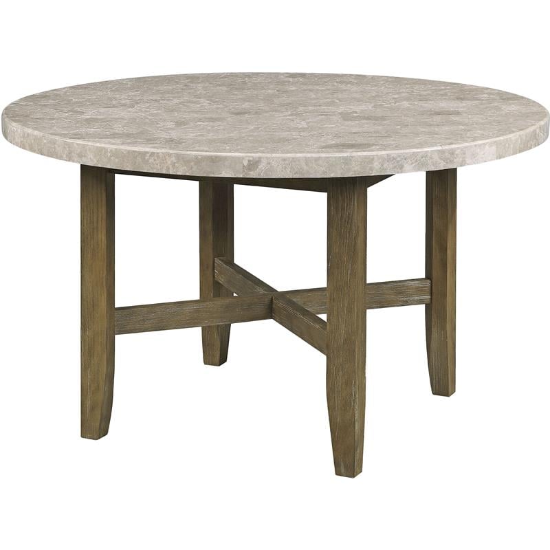 ACME Karsen Round Dining Table in Marble and Rustic Oak