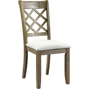 acme karsen side chair in beige linen & rustic oak finish