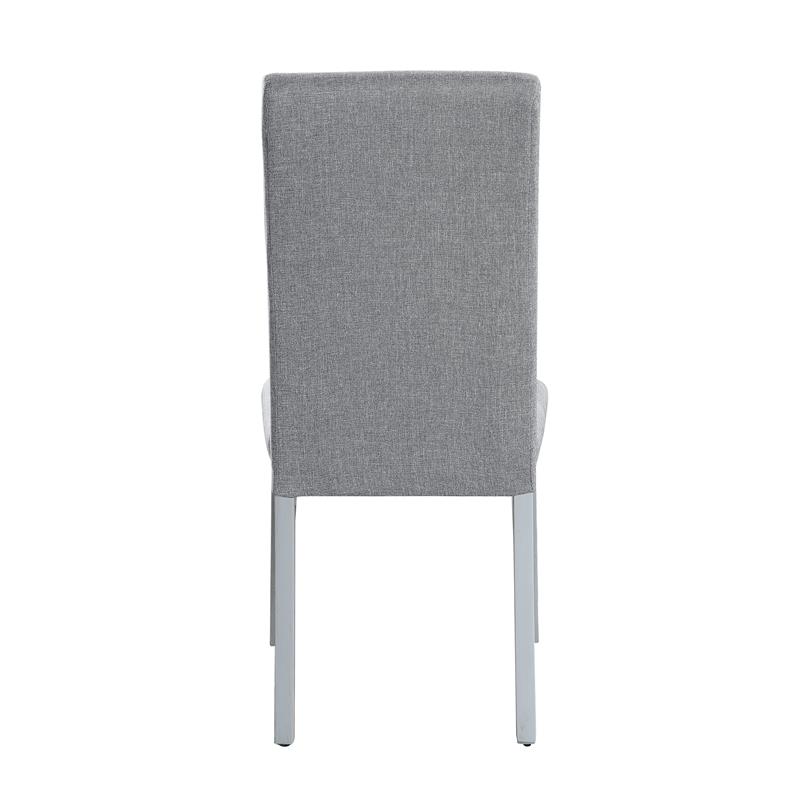 ACME Lanton Side Chair in Gray Linen Fabric and Antique White