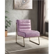 ACME Loria Tufted Upholstery Accent Chair in Wisteria Top Grain Leather