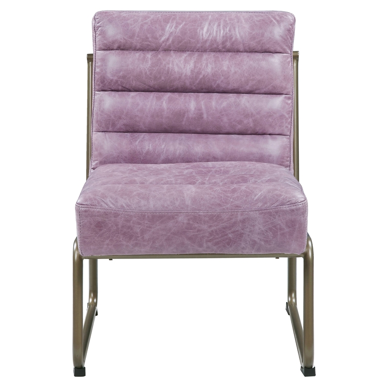 ACME Loria Tufted Upholstery Accent Chair in Wisteria Top Grain Leather