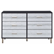 ACME Myles 6-Drawer Wooden Dresser in Black and Silver and Gold