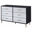 ACME Myles 6-Drawer Wooden Dresser in Black and Silver and Gold