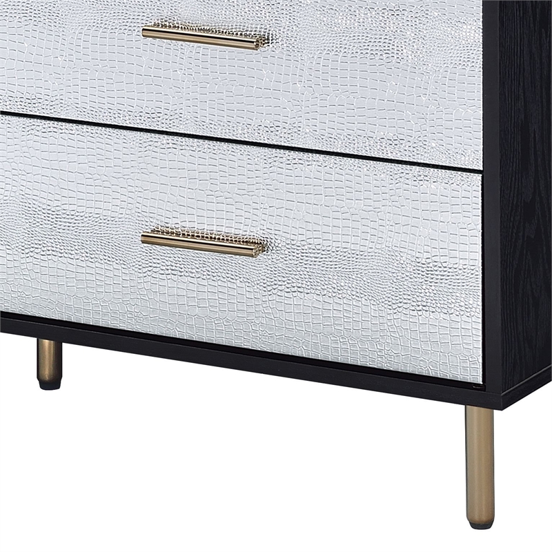 ACME Myles 6-Drawer Wooden Dresser in Black and Silver and Gold