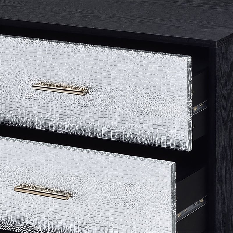 ACME Myles 6-Drawer Wooden Dresser in Black and Silver and Gold