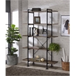 ACME Nefo 5 Wooden Tiers Shelf Bookcase in Rustic Oak and Black