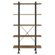 ACME Nefo 5 Wooden Tiers Shelf Bookcase in Rustic Oak and Black