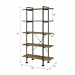ACME Nefo 5 Wooden Tiers Shelf Bookcase in Rustic Oak and Black