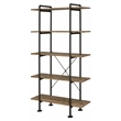 ACME Nefo 5 Wooden Tiers Shelf Bookcase in Rustic Oak and Black