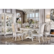 ACME Vendome Wooden Round Dining Table with Pedestal in Antique Pearl