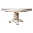 ACME Vendome Wooden Round Dining Table with Pedestal in Antique Pearl