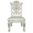 ACME Vendome Side Chair in Ivory Polyurethane and Antique Pearl Wood (Set of 2)