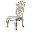ACME Vendome Side Chair in Ivory Polyurethane and Antique Pearl Wood (Set of 2)