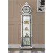 ACME Noralie Wood Frame Grandfather Clock with LED in Mirrored and Faux Diamonds