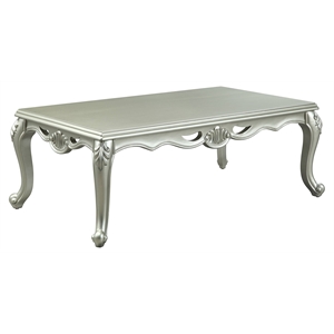 acme qunsia wooden rectangle coffee table with cabriole legs in champagne