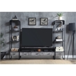 ACME Raziela Storage TV Stand in Concrete Gray and Black Metal Frame