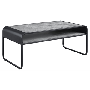 acme raziela wooden storage coffee table in concrete gray and black