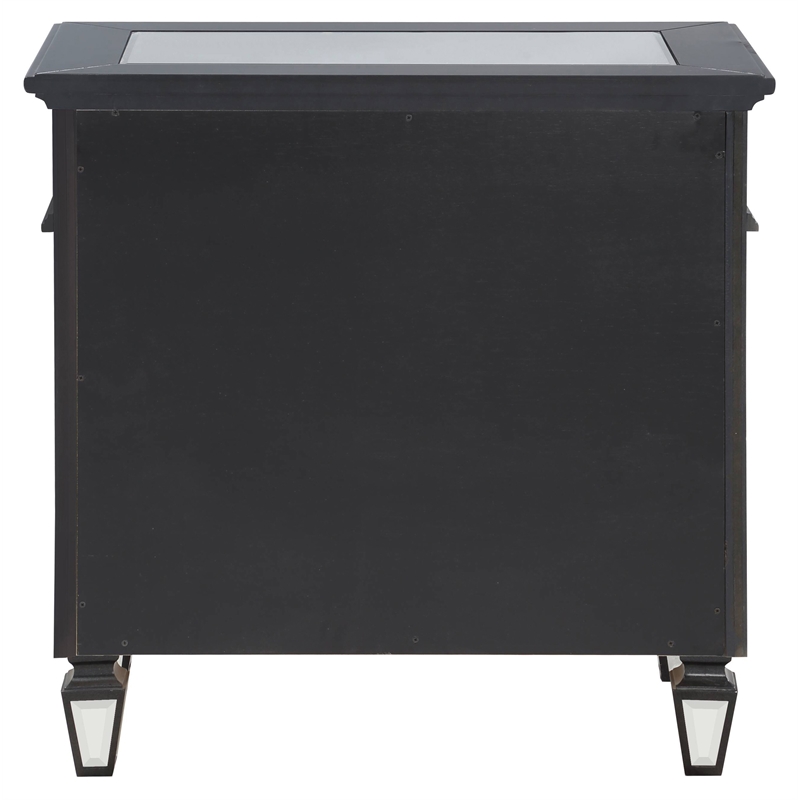 ACME Varian II 3-Drawer Wooden Nightstand in Black and Silver