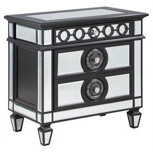 acme varian ii 3-drawer wooden nightstand in black and silver