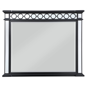 acme varian ii horizontal rectangle mirror in black wooden frame and silver