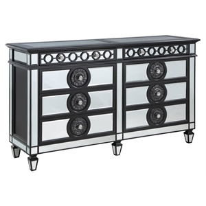 acme varian ii 8-drawer dresser in black wooden frame and silver