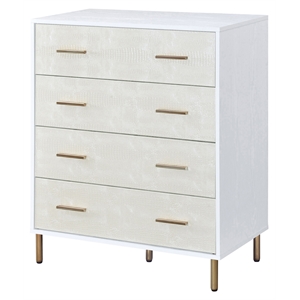 acme myles 4-drawer wooden chest in white and champagne and gold